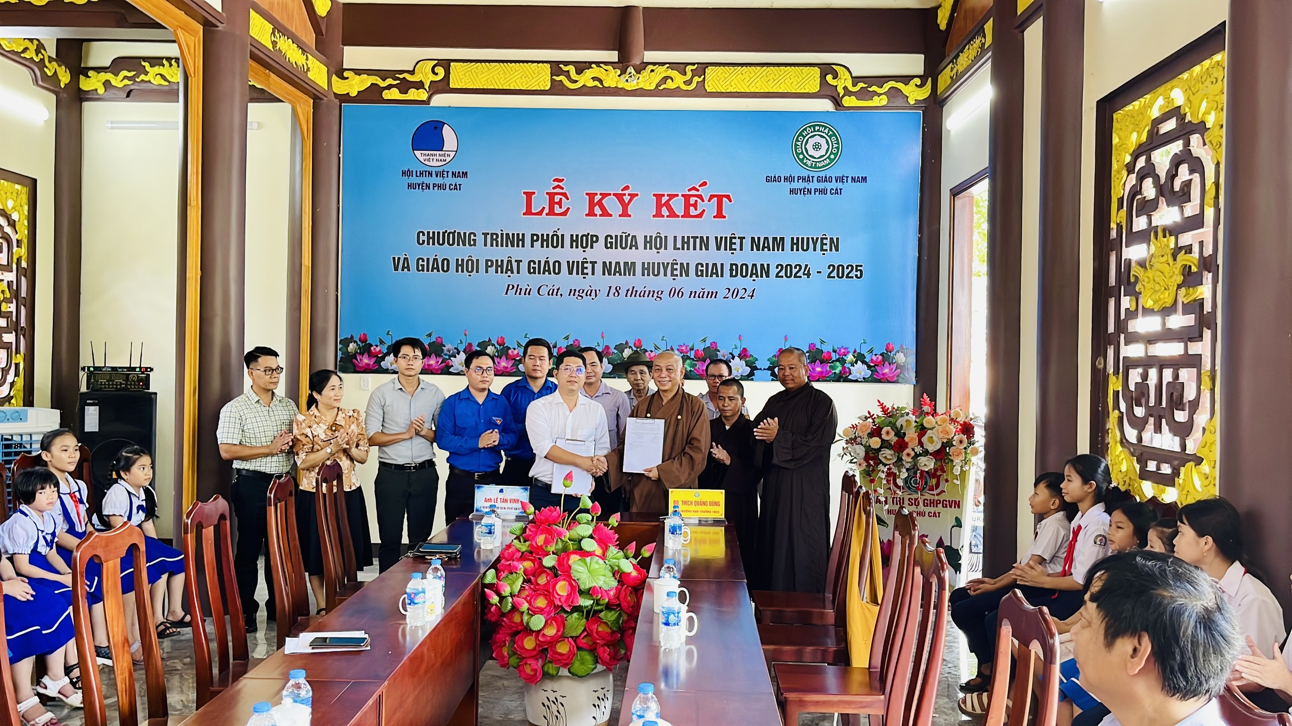 Phù Cát: Lễ ký kết chương trình phối hợp giữa Hội LHTN huyện và GHPGVN huyện giai đoạn 2024 - 2025